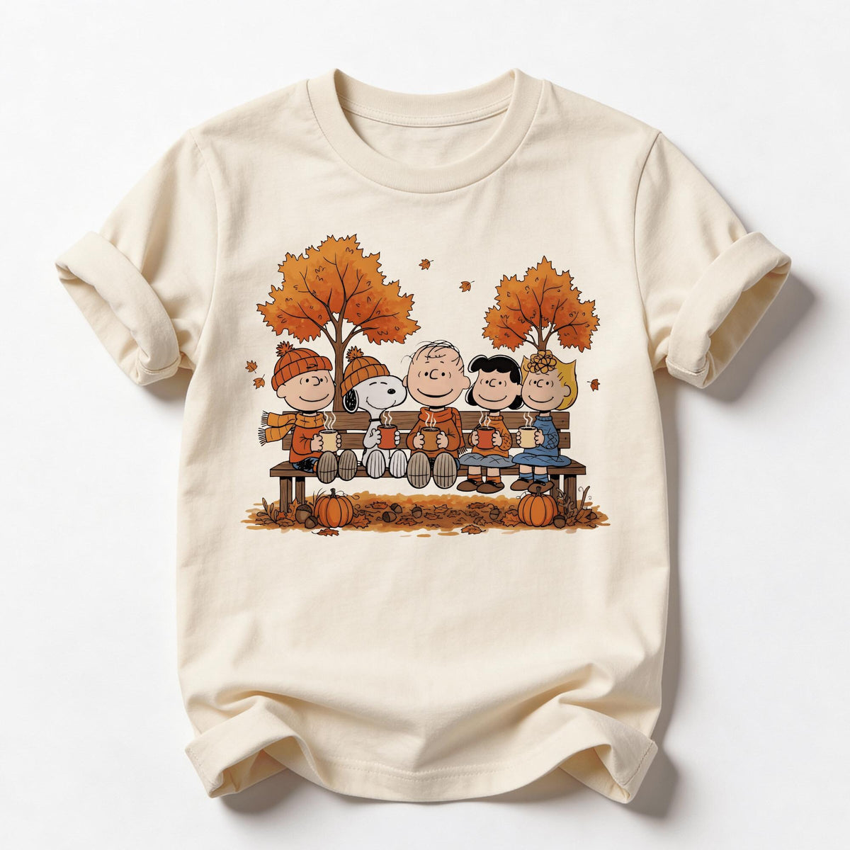 Comfort Colors Cute Autumn Snoopy Friends Shirt Women, Cozy Fall Coffee Pumpkin Harvest Thanksgiving Season Cartoon Graphic Tee, Gift for Her Aesthetic