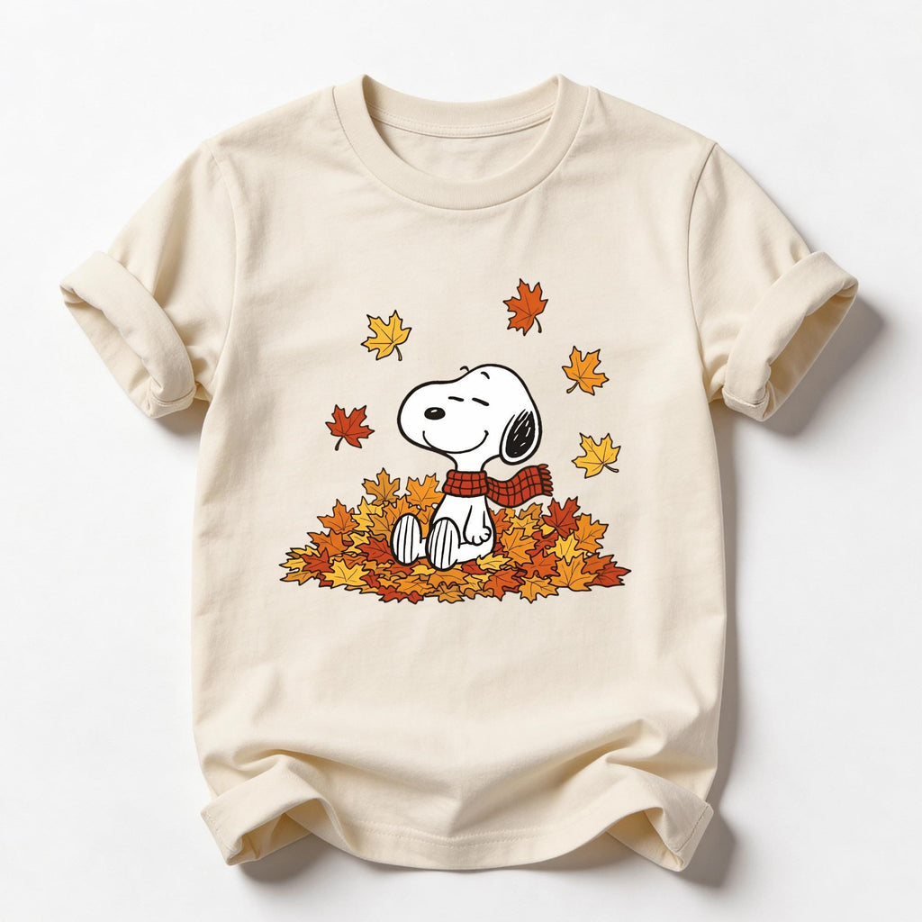Cute Fall Cartoon Shirt or Sweatshirt Autumn Dog Lover Tee Cozy Fall Leaves Dog Sweatshirt Cute Cartoon Fall Shirt Gift