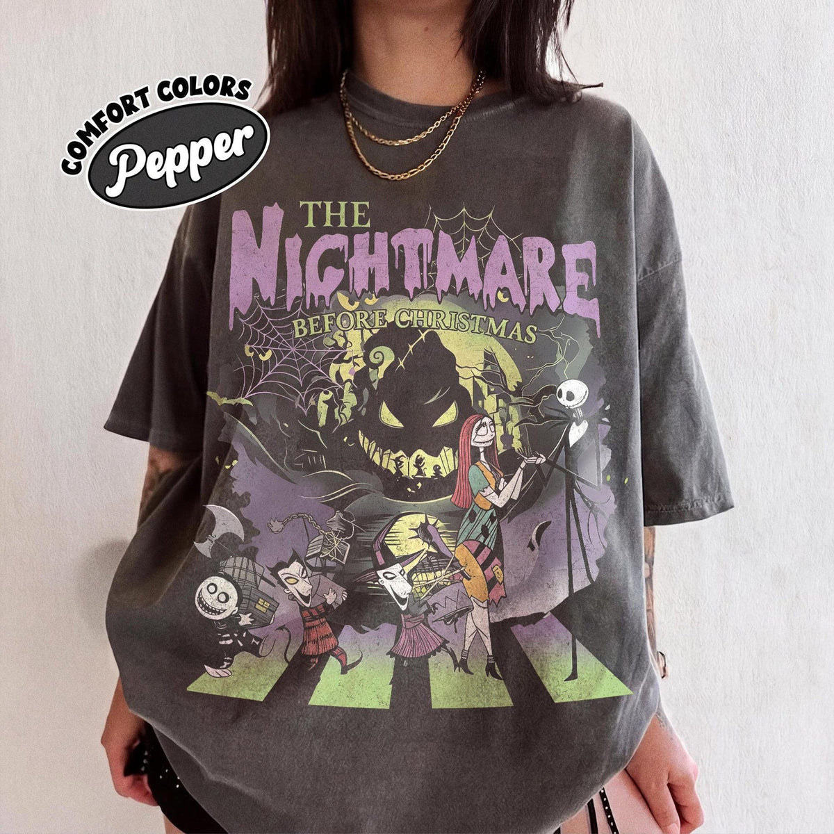 Comfort Colors Nightmare Before Christmas Shirt Jack Skellington Sally Tee Oogie Boogie Coquette Bow Disney Halloween Spooky Season Shirt