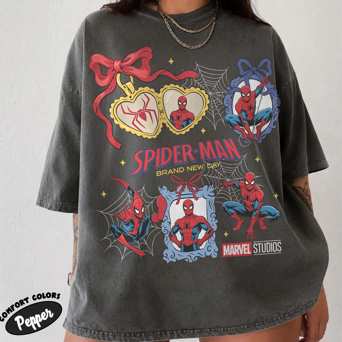 Comfort Colors Coquette Spider Man Brand New Day Shirt Women, Marvel Avengers Matching Superhero Graphic Tee, Fan Gift for Her Aesthetic