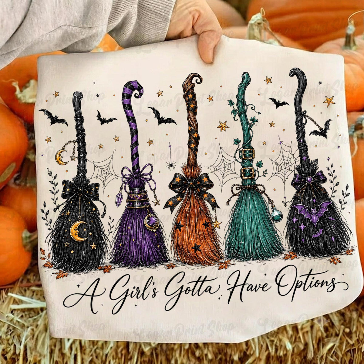Comfort Colors A Girl Gotta Have Options Shirt Women, Retro Halloween Witch Spooky Broom Vintage Witchy Graphic Tee, Gift for Her Aesthetic