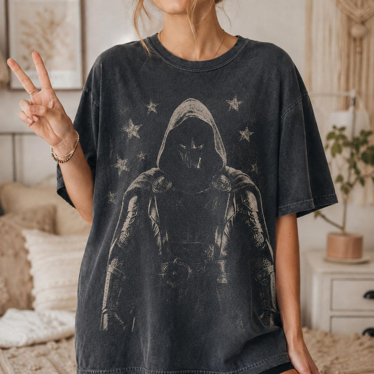 Comfort Colors Doctor Doom Vintage Black and White Shirt Women, Retro Marvel Villain Graphic Tee, Doomsday Fan Gift for Her Aesthetic