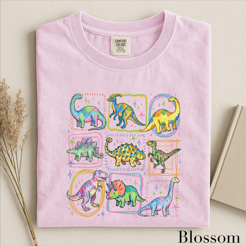 Colorful Dinosaur Shirt Cute Dino Sweatshirt Kids Dinosaur Sweater Dinosaur Lover Gift Comfort Colors TShirt
