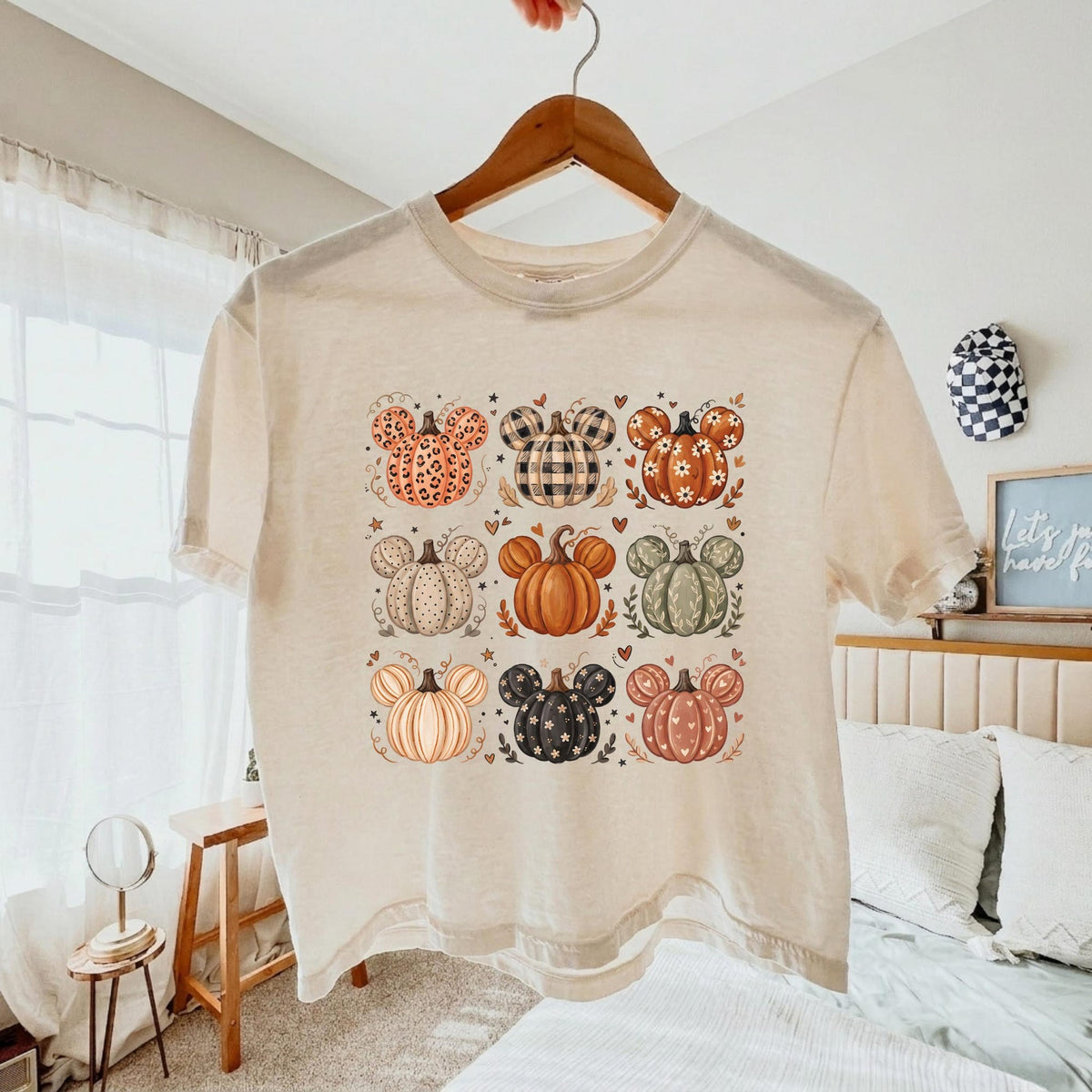 Comfort Colors Preppy Mickey Minnie Pumpkin Halloween Fall Shirt Women, Boho Floral Pumpkin Patch Tis the Season Autumn Trendy Graphic Tee, Gift for Her Aesthetic