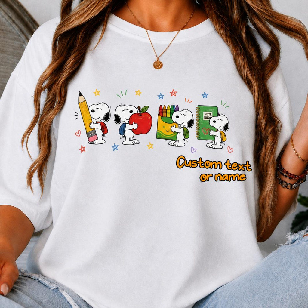 Personalized Back to School Shirt Custom Name Teacher Tee Cute School Supplies TShirt First Day of School Shirt Teacher Gift