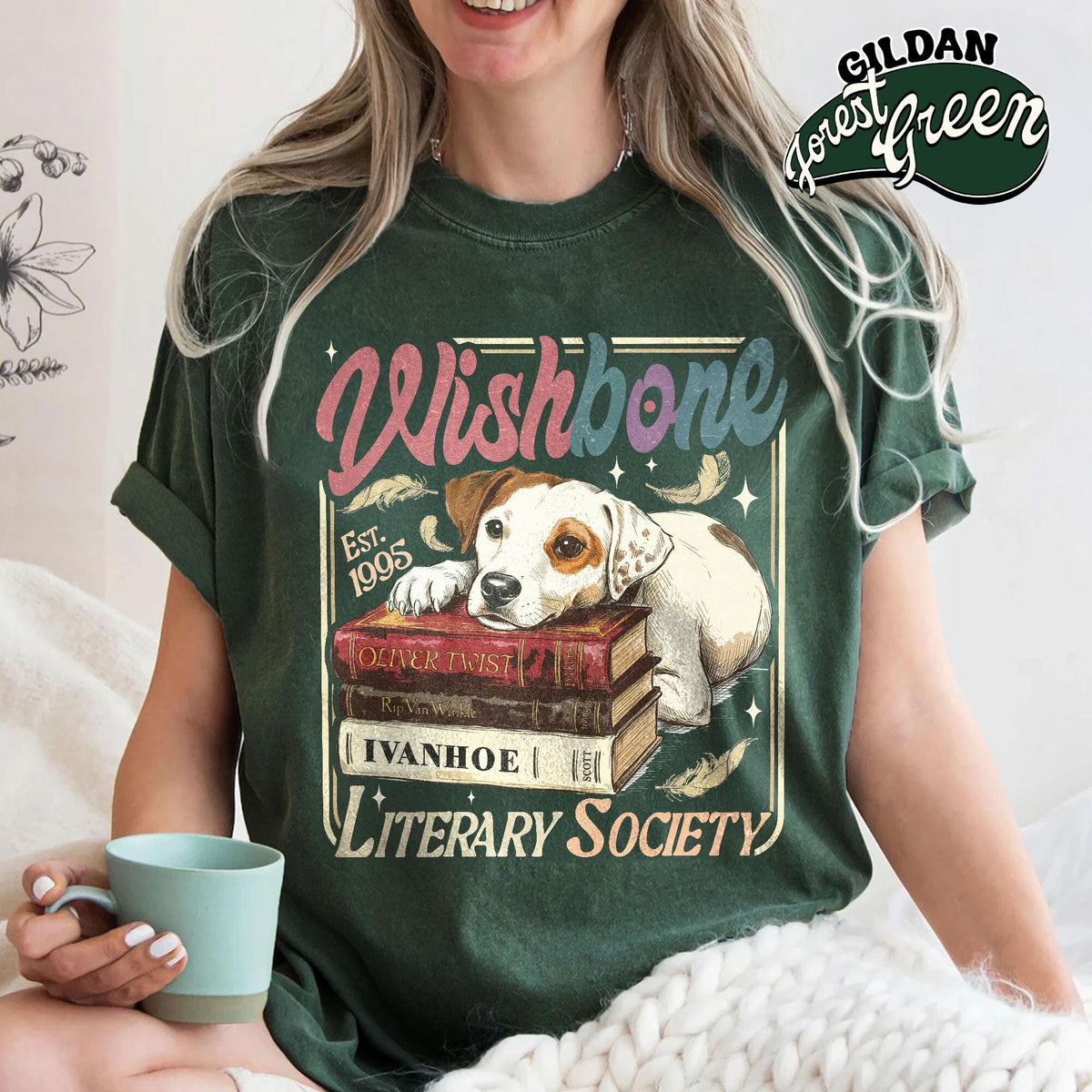 Wishbone Literary Society Comfort Colors Shirt 90s Nostalgia Dog Sweatshirt Jack Russell Bookworm Sweatshirt Teacher Gift Tee