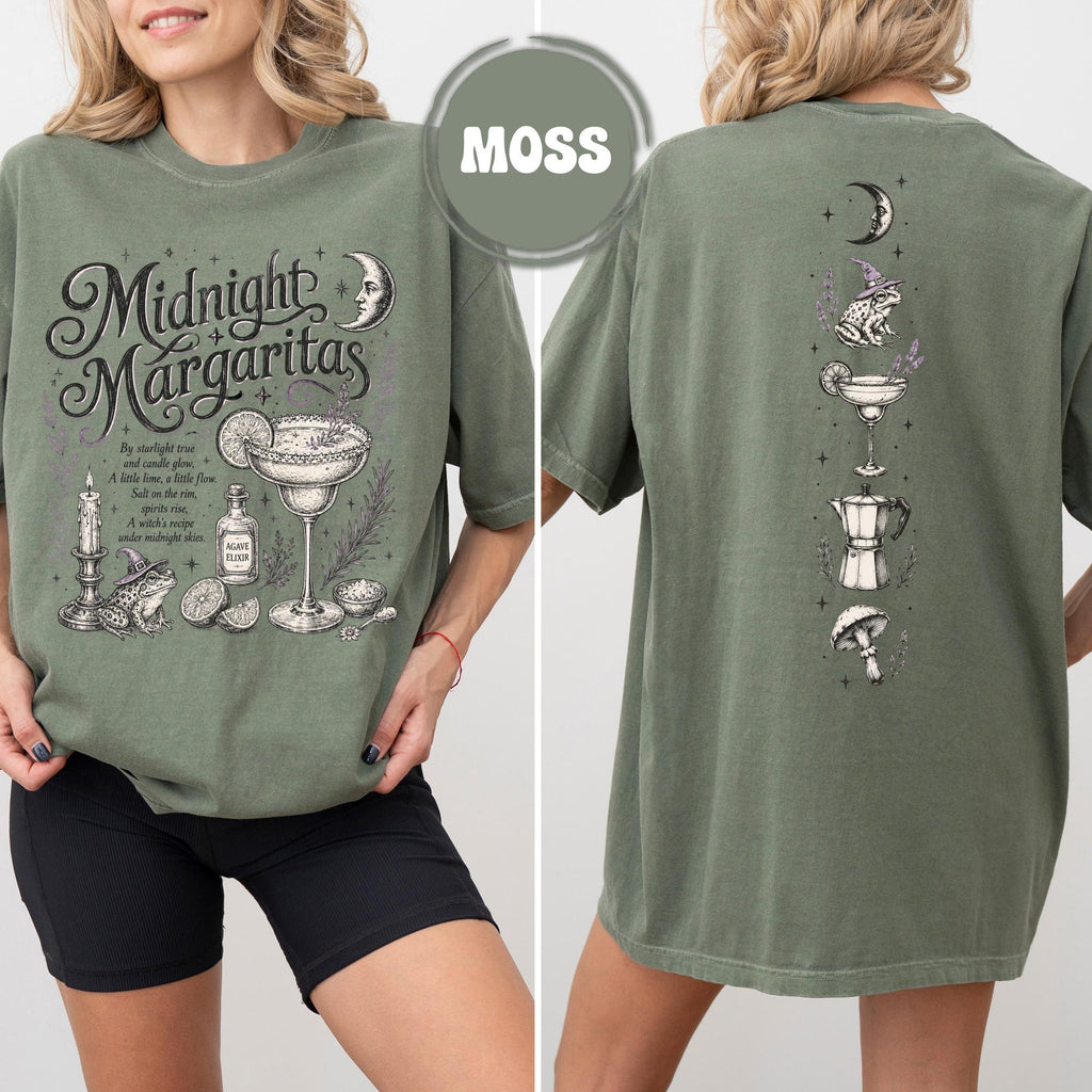 Comfort Colors Midnight Margaritas Shirt Women, Halloween Movie Practical Magic Inspired Fall Witch Aesthetic Graphic Tee, Spooky Season Gift for Her