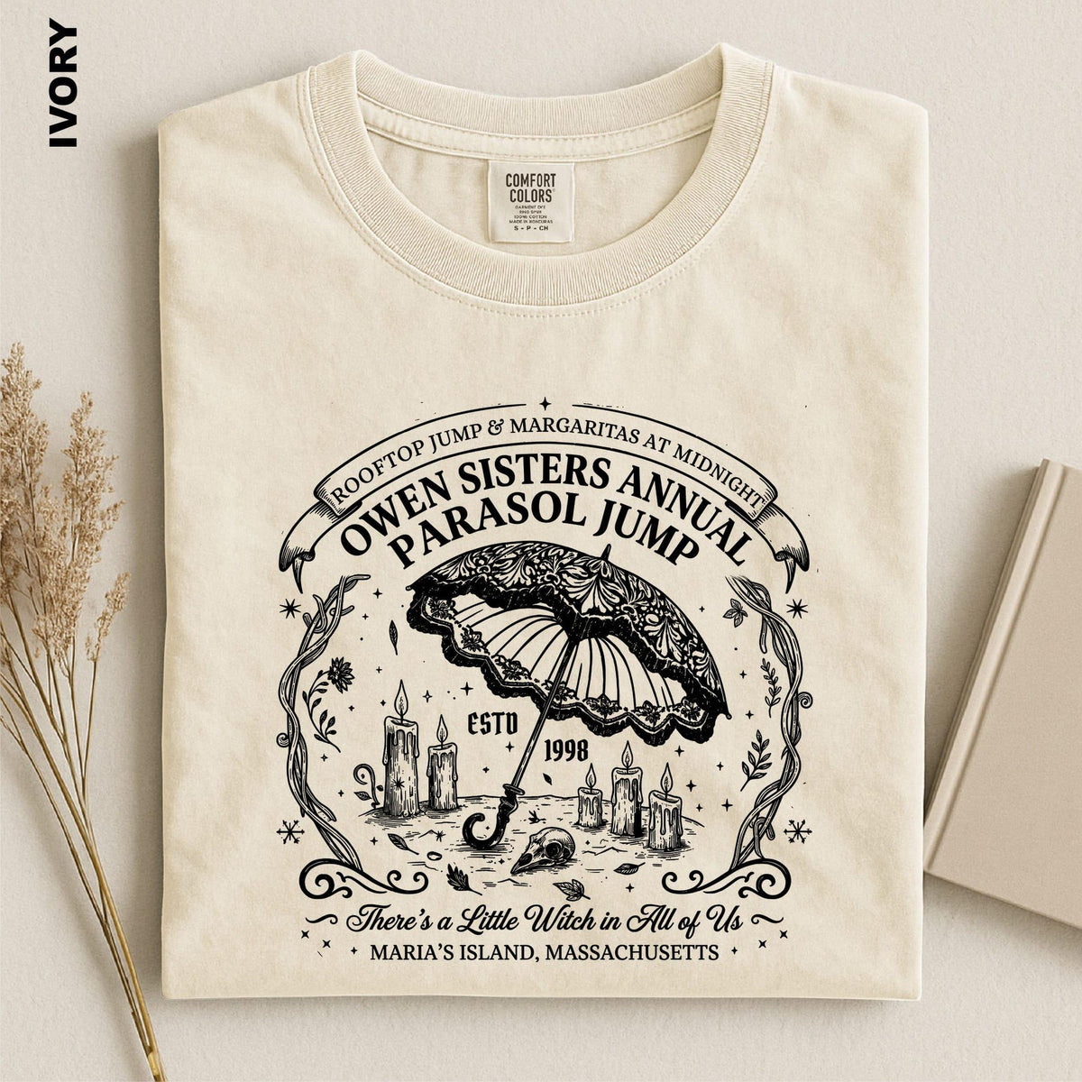 Comfort Colors Owens Sisters Annual Parasol Jump Shirt Women, Practical Magic Witch Midnight Margaritas 90s Movie Fan Graphic Tee, Gift for Her Aesthetic
