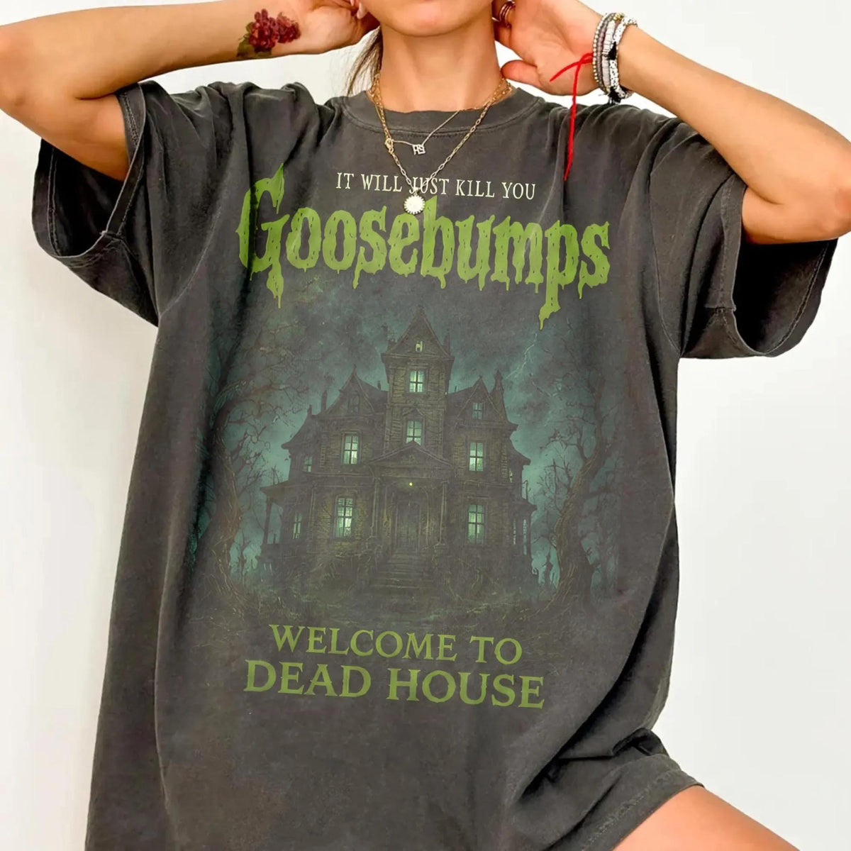 Halloween Goosebumps Comfort Colors Shirt Vintage Haunted House Tee Horror Movie Graphic Shirt Spooky Halloween Tee Gift for Horror Fans