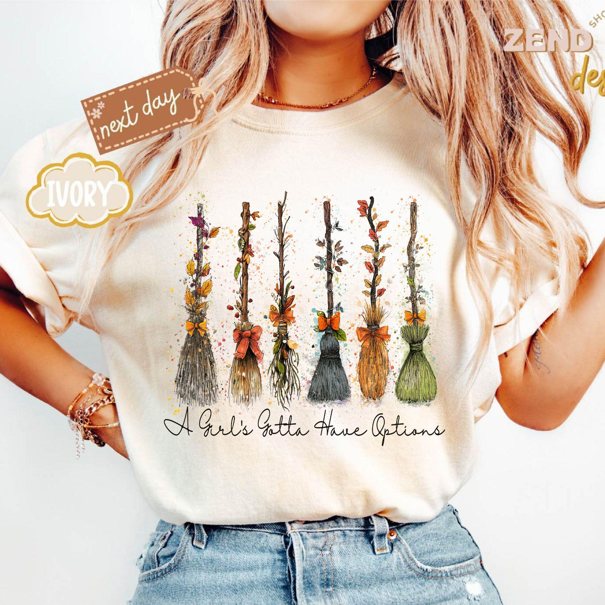 Comfort Colors A Girl Gotta Have Options Shirt Women, Retro Halloween Witches Feeling Witchy Spooky Season Graphic Tee, Gift for Her Aesthetic