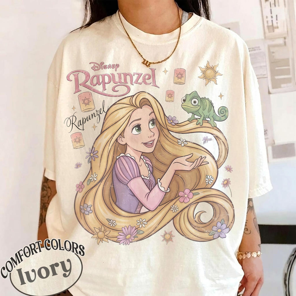 Comfort Colors Retro Rapunzel Princess Poster Disney TShirt Rapunzel Tangled Princess Tee Disney Pascal Shirt Disneyland Girl Trip Tee