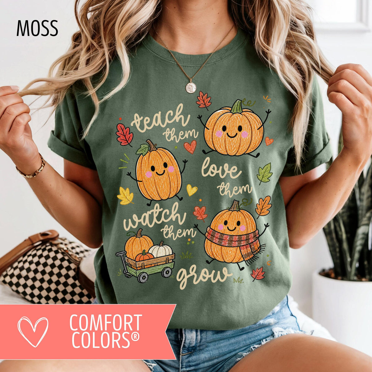 Fall Teacher Shirt Comfort Colors Teach Them Tee Teaching Pumpkins Thanksgiving Tee Autumn Pumpkin Teacher Gift Daycare PreK Teacher