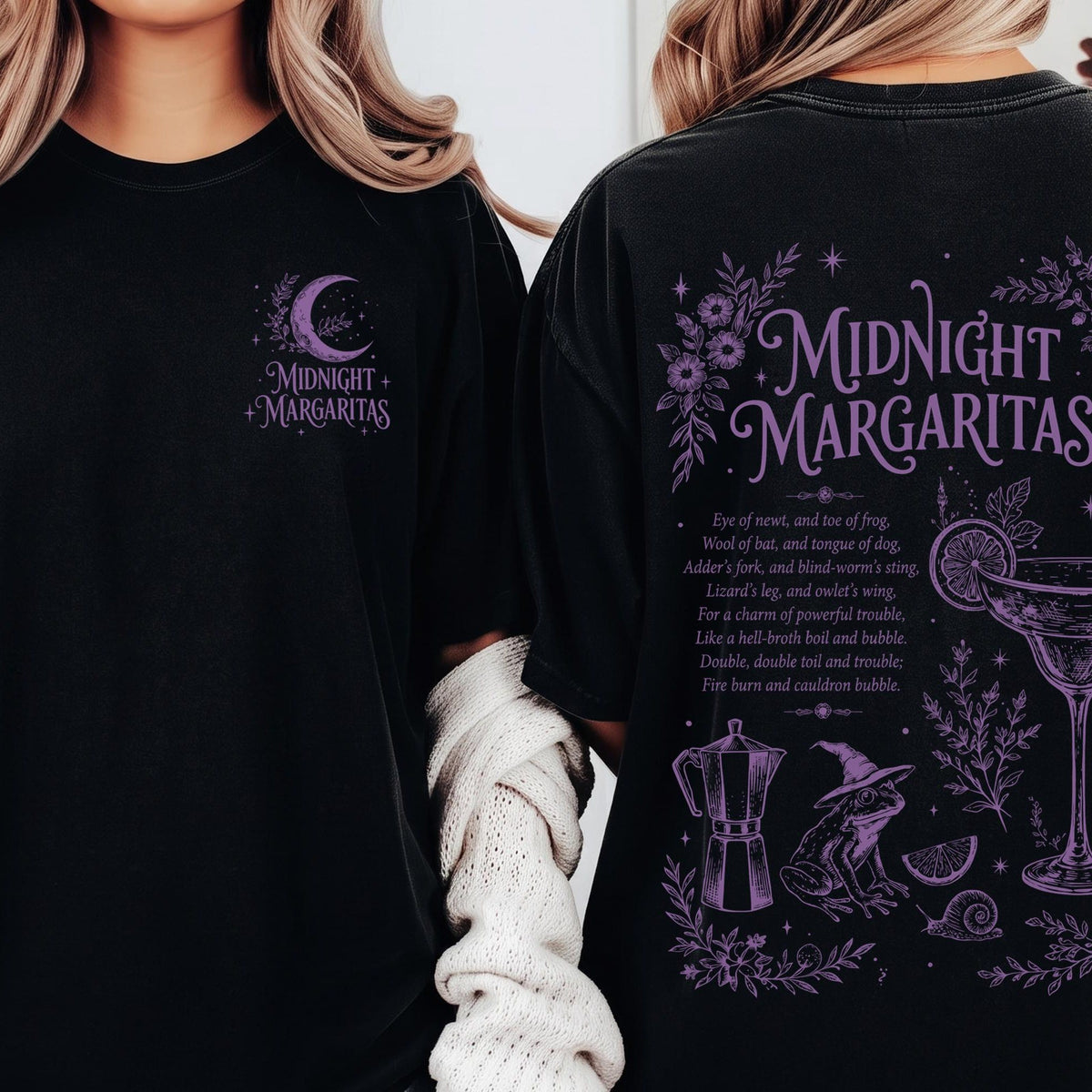 Comfort Colors Midnight Margaritas Shirt Women, Witchy Halloween Practical Magic Cocktail Graphic Tee, Spooky Season Gift for Her Aesthetic