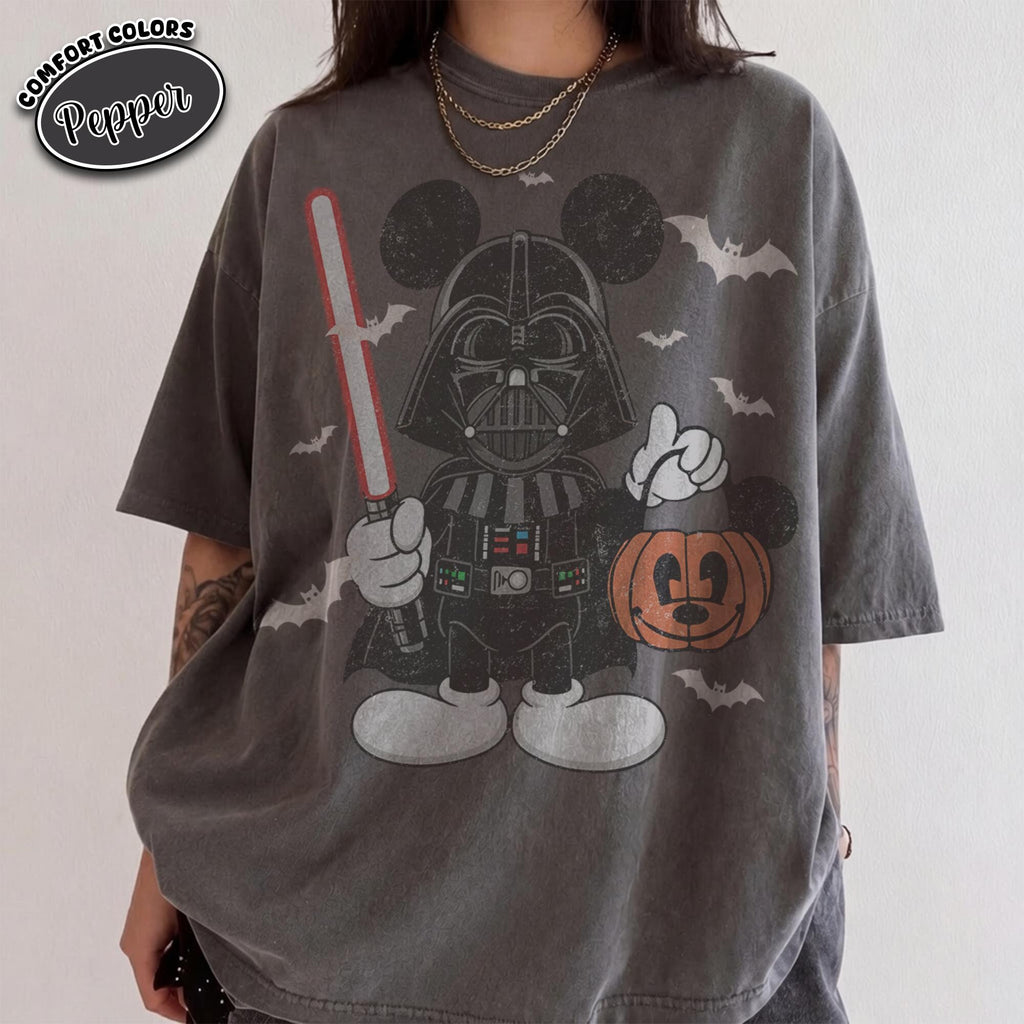 Retro Disney Mickey Star Wars Halloween Shirt Comfort Colors Darth Vader Pumpkin Tee Disneyland Family Matching Spooky Season 2026 Trip