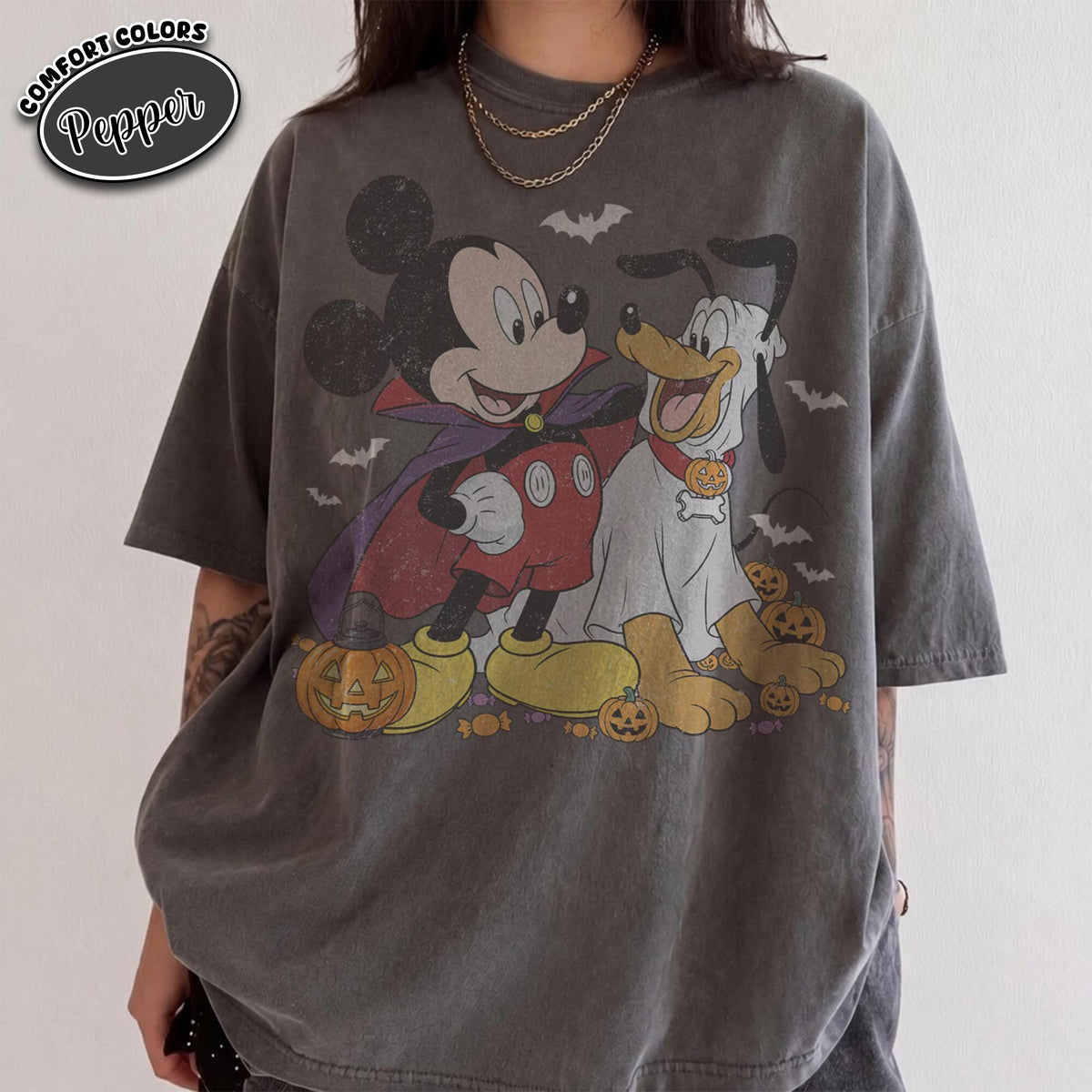 Vintage Mickey and Pluto Halloween Shirt Comfort Colors Vampire Ghost Pumpkin Design Tee Disney Family Matching Theme Park Trip Gift 2026