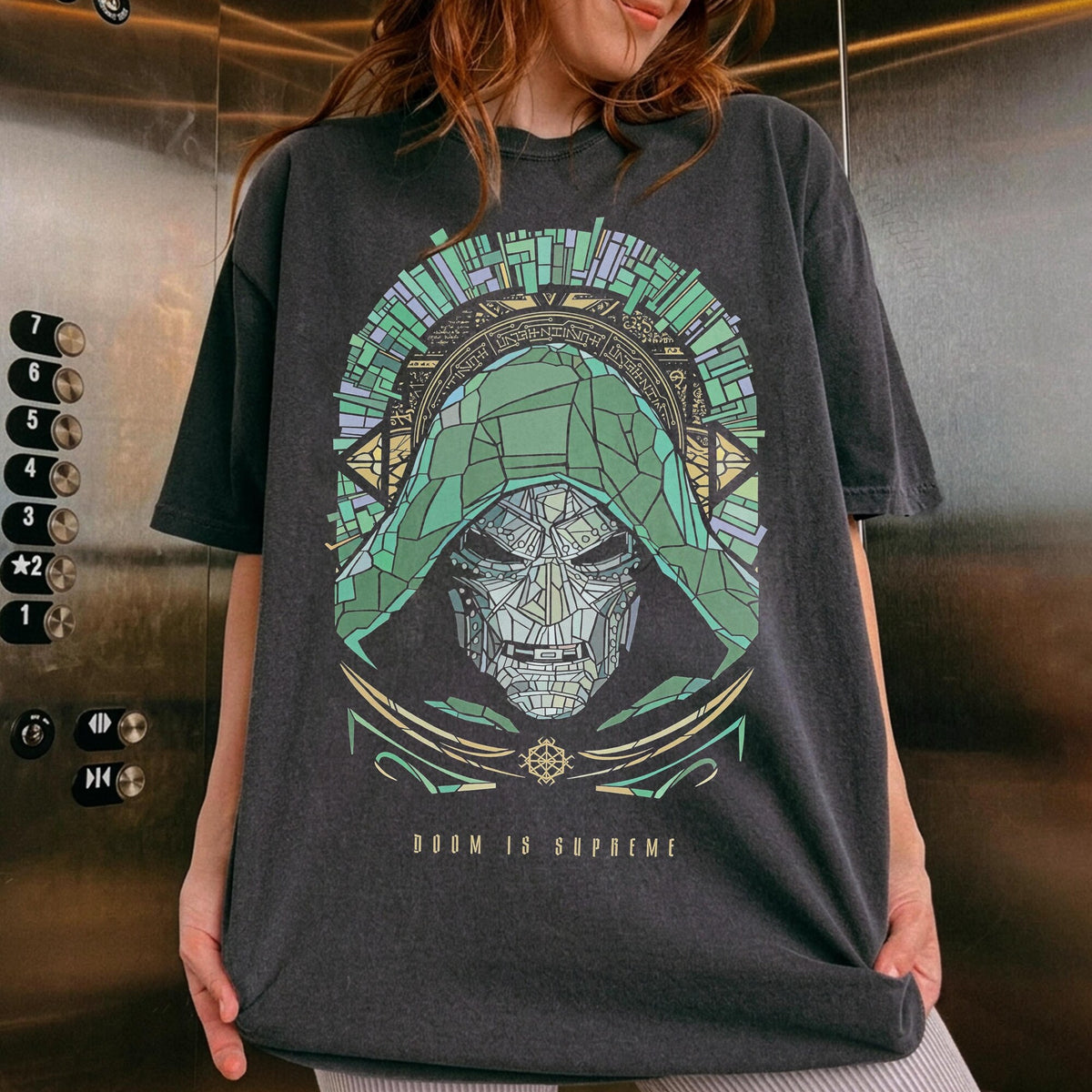 Comfort Colors Doctor Doom Doom Is Supreme Shirt Women, Vintage Stained Glass Marvel Villain Comic Book Retro Graphic Tee, Fan Gift for Her Aesthetic
