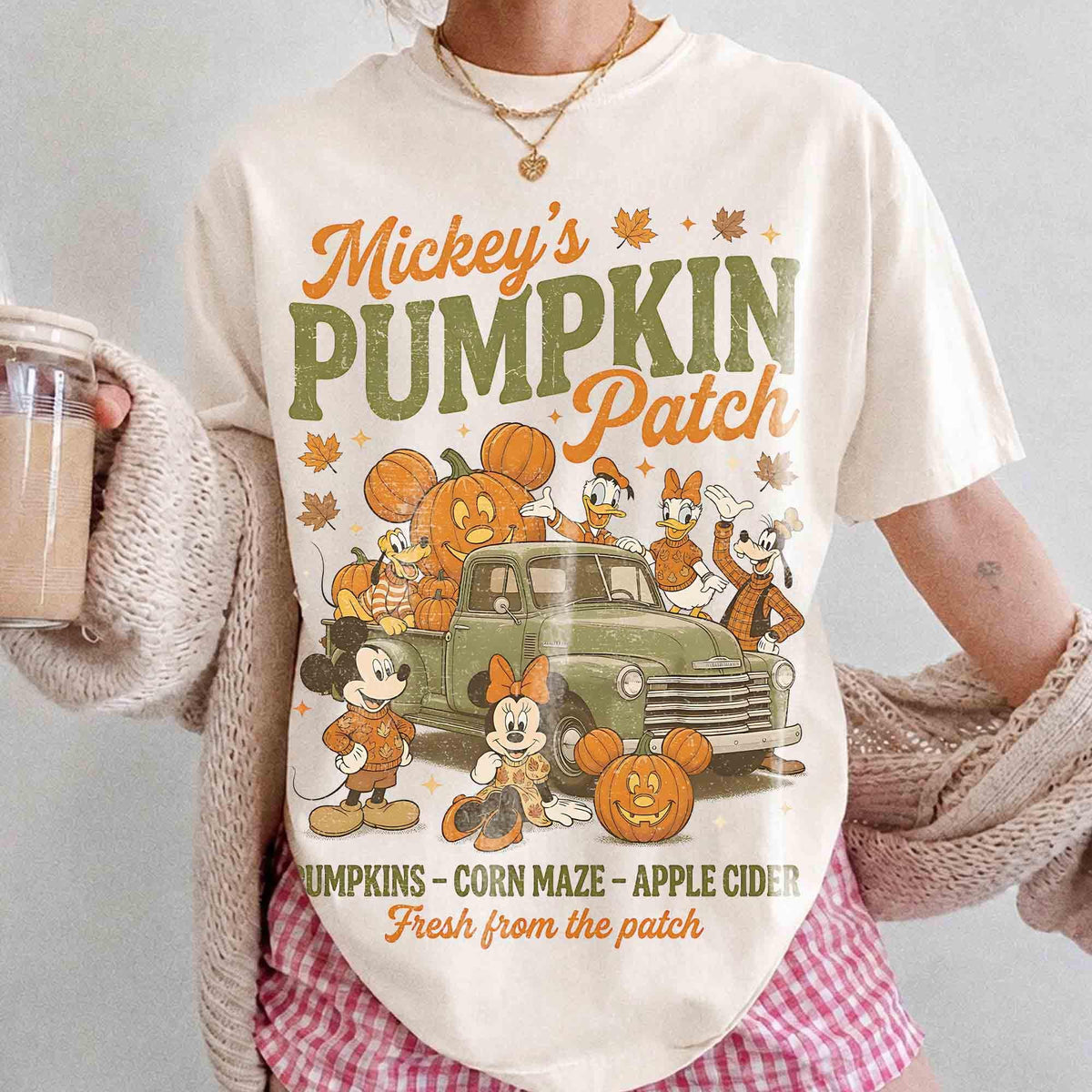 Comfort Colors Vintage Mickey Pumpkin Patch Fall Vibes Shirt Women, Mickey Friends Tis the Season Disneyland Trip Thanksgiving Autumn Graphic Tee, Gift for Her Aesthetic