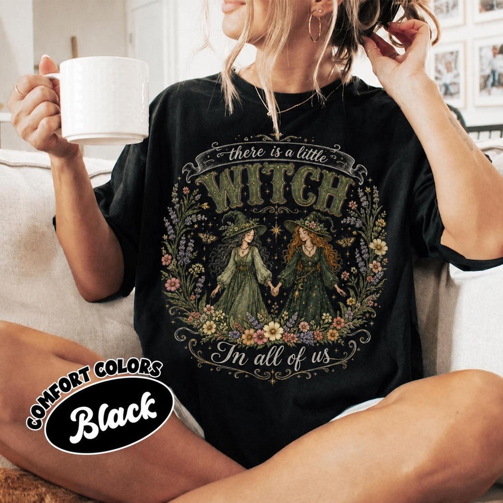 Comfort Colors Owens Sisters Shirt Women, Theres a Little Witch in All of Us Midnight Margaritas Practical Magic Halloween Witch Graphic Tee, Gift for Her Aesthetic