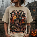 Hes From Texas I Can Tell Shirt Chainsaw Horror Shirt Halloween Slasher Tee Texas Horror Graphic TShirt Spooky Season Tee