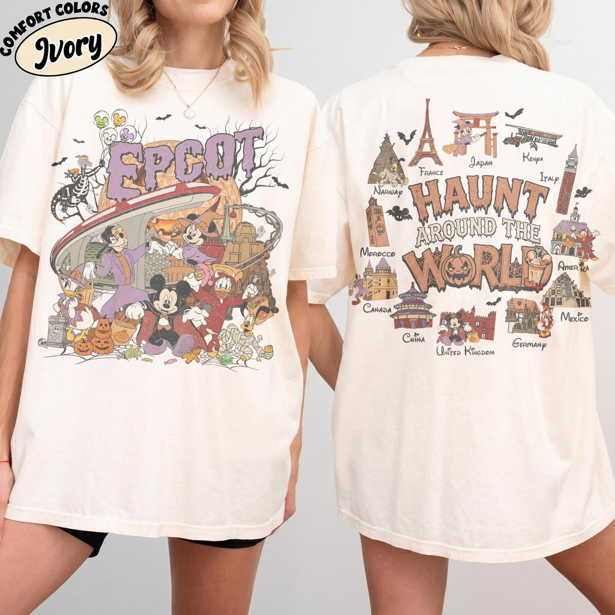 Comfort Colors Disney EPCOT Halloween Shirt 2026 Figment Mickey and Friends Halloween Tee EPCOT World Traveler Haunt Around the World Tee