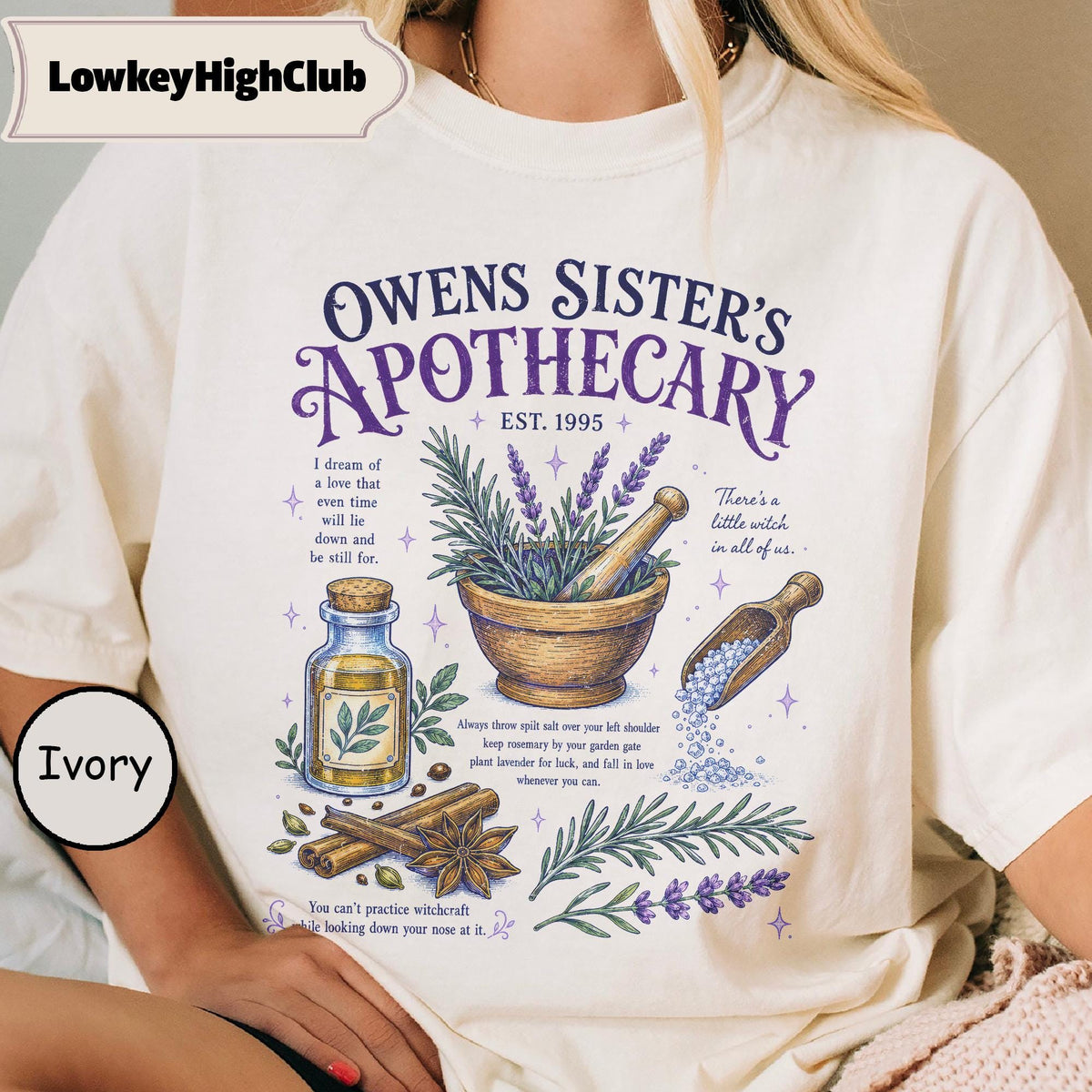Comfort Colors Owens Sisters Apothecary Shirt Women, Witchy Herbal Spooky Cottagecore Retro Halloween Movie Practical Magic Graphic Tee, Gift for Her Aesthetic