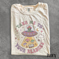 Cute Alien Reading Teacher Graphic Tee Book Lover Classroom Shirt Whimsical School Library Style Top Comfort Colors Teacher Gift