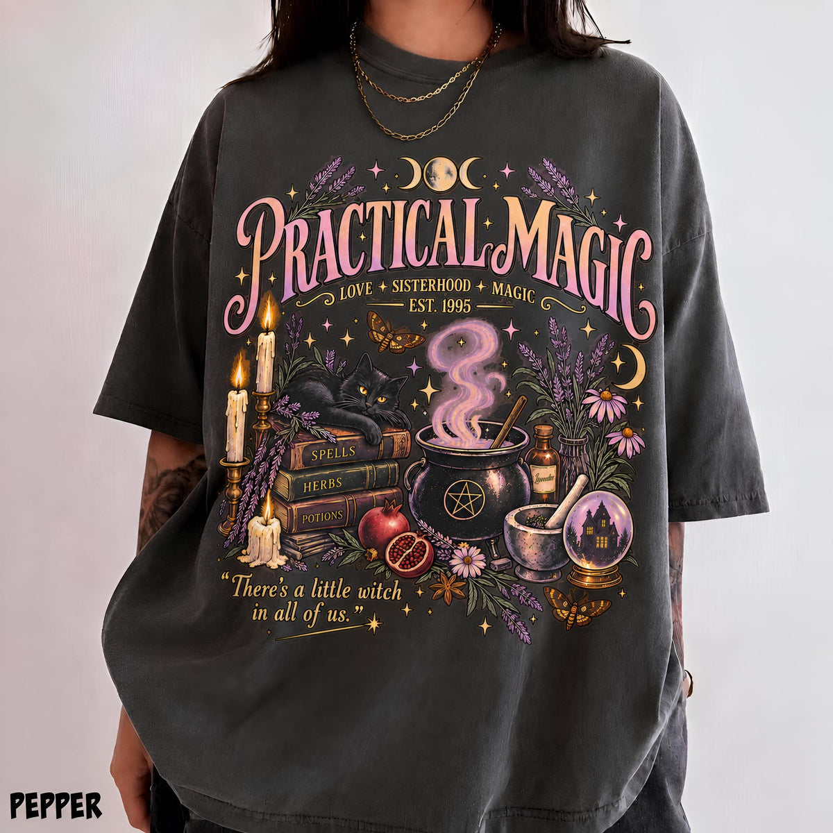 Comfort Colors Practical Magic Halloween Shirt Women, Witchy Movie Spooky Season Witch Midnight Margaritas Graphic Tee, Gift for Her Aesthetic