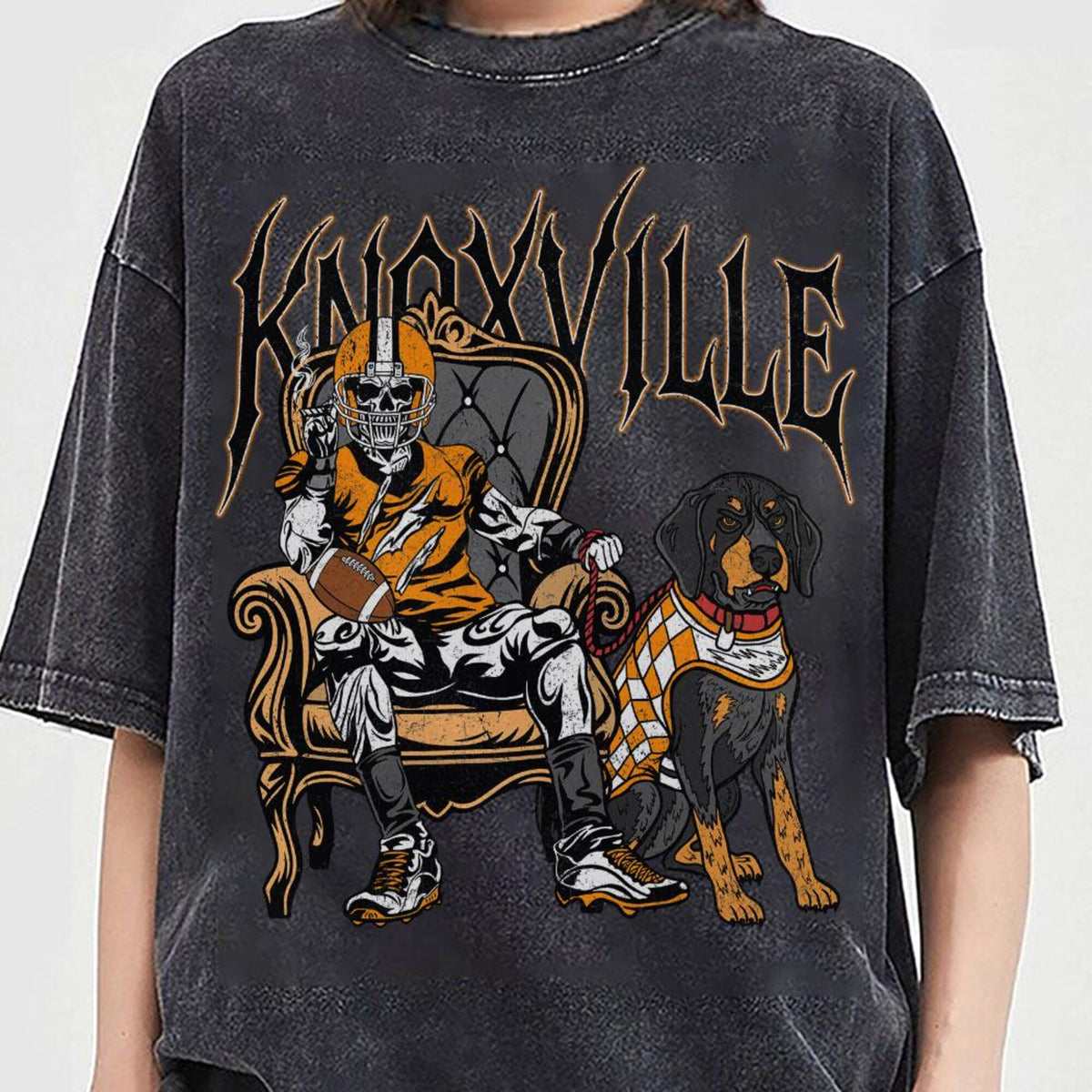 Comfort Colors Tennessee Knoxville Football Skull Vintage Shirt Women, Game Day Unisex Graphic Tee, Fan Gift for Her Aesthetic
