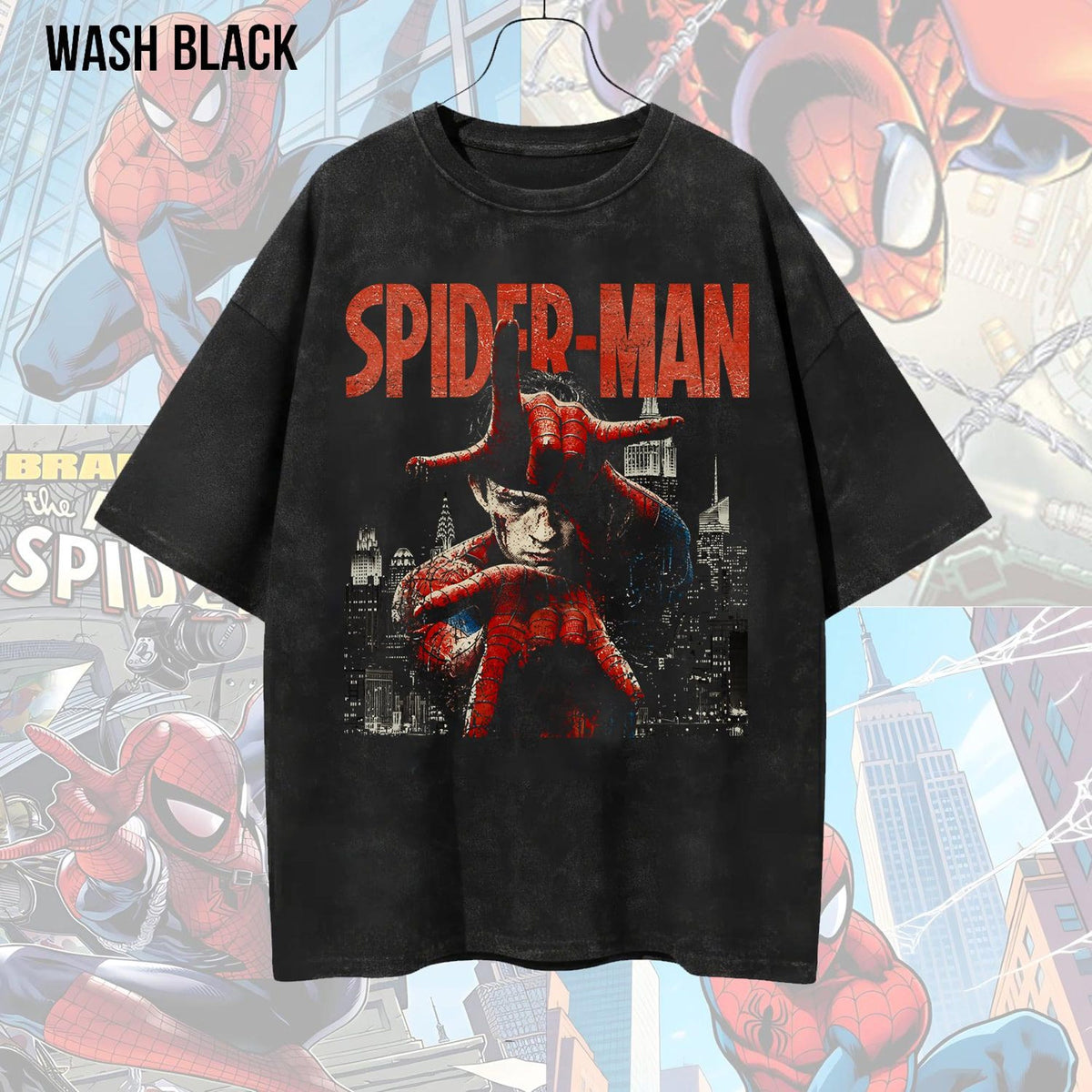Comfort Colors Spider Man Brand New Day Peter Parker Shooting Webs Shirt, Mineral Wash Marvel Avengers Doomsday Graphic Tee, Birthday Gift for Him Aesthetic
