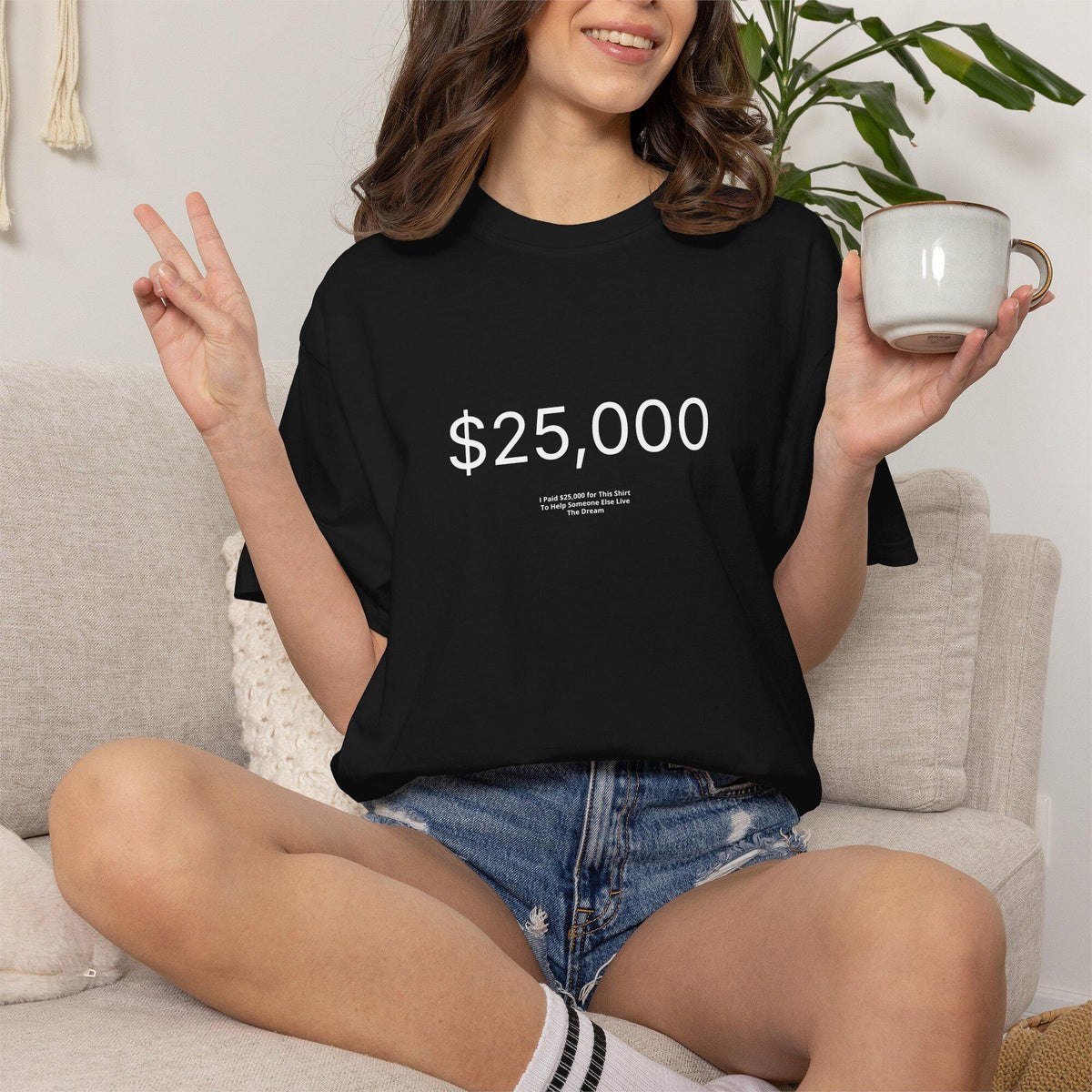 25000 Graphic Tee Minimal Money Typography TShirt GarmentDyed Streetwear Tee Aesthetic Statement Shirt Unisex Gift for Him  Her