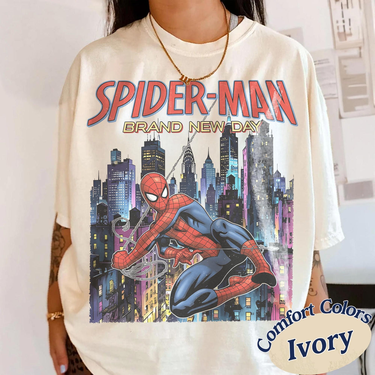 Comfort Colors Vintage Spider Man Brand New Day Shirt Women, Retro Marvel Superhero Comic Cover Graphic Tee, Fan Gift for Her Aesthetic