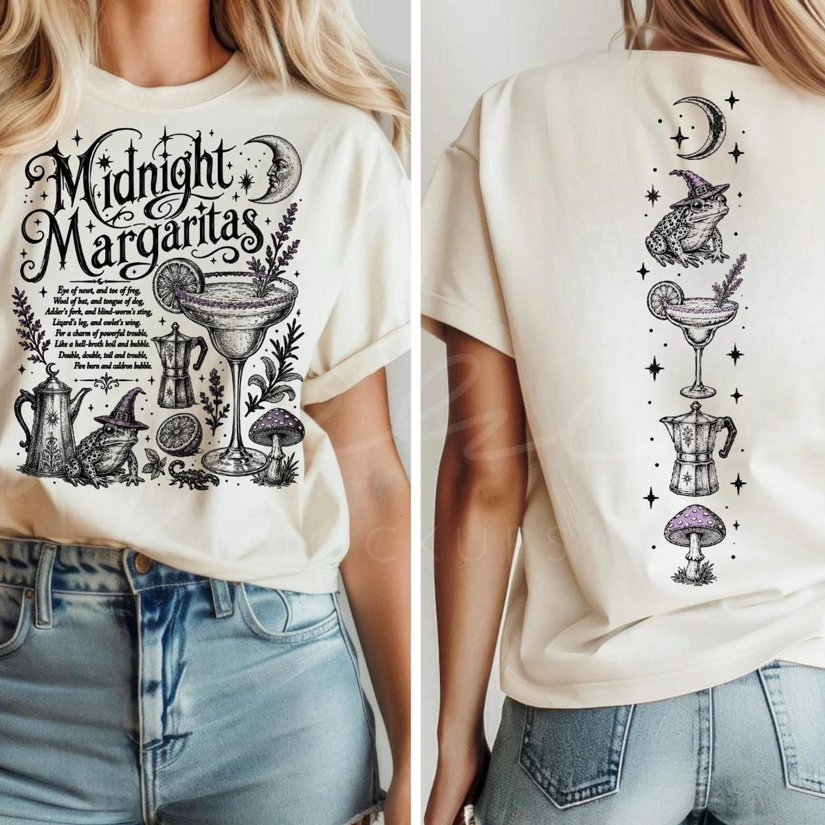 Comfort Colors Vintage Midnight Margaritas Shirt Women, Practical Magic Retro Halloween Movie Girls Tequila Witchy Spooky Season Graphic Tee, Gift for Her Aesthetic