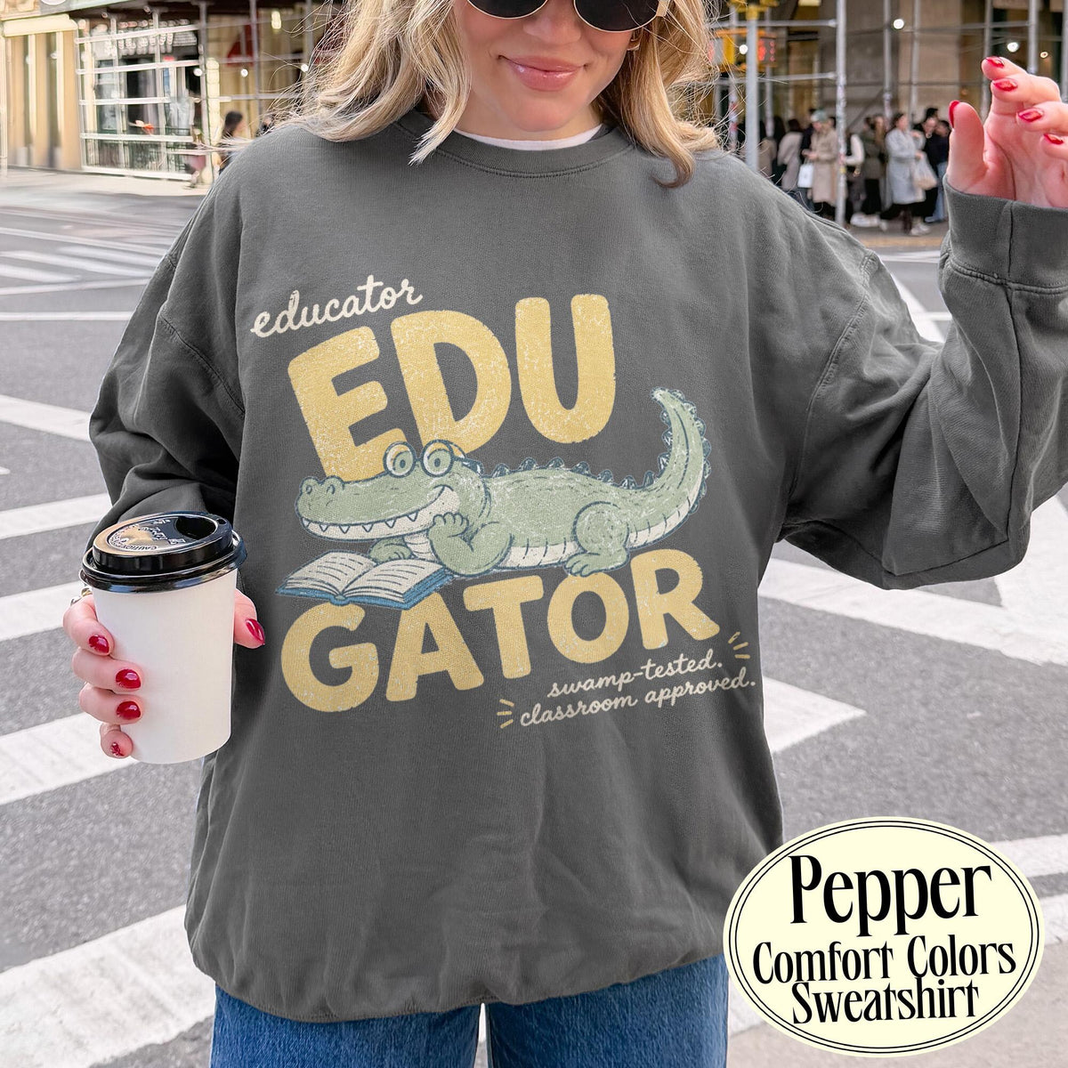 Retro Alligator Teacher Graphic Tee Funny Classroom Shirt for Educators Playful School Sweatshirt Comfort Colors Teacher Gift