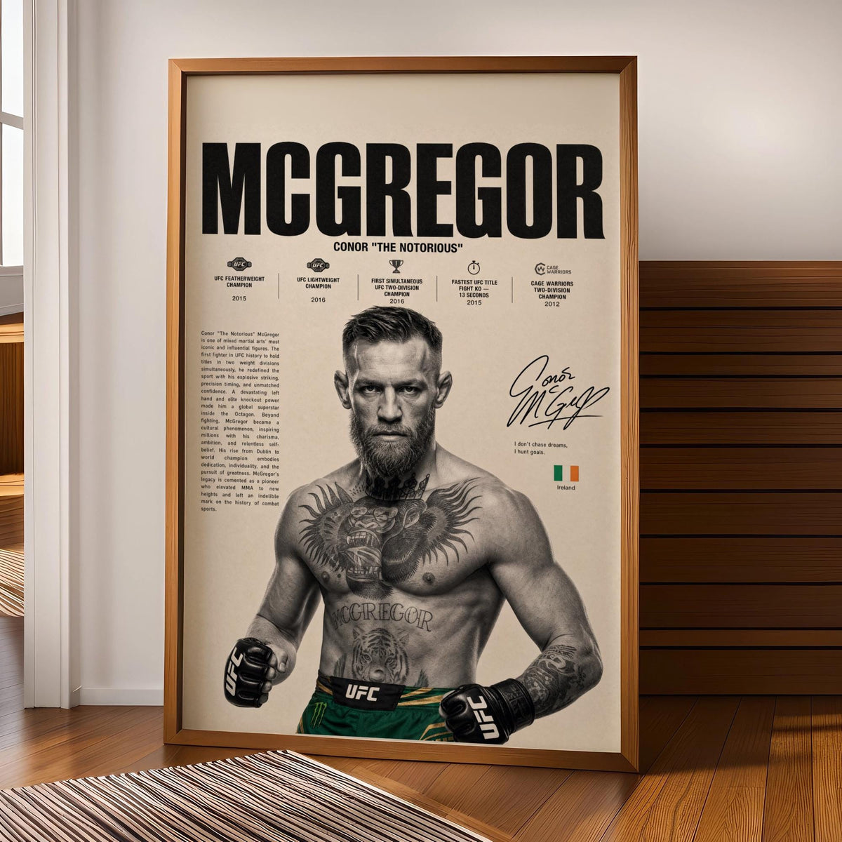 Conor McGregor UFC Champion MMA Fighter Gym Fan Room Decor Gift for Him - Poster | Canvas Wall Art Print