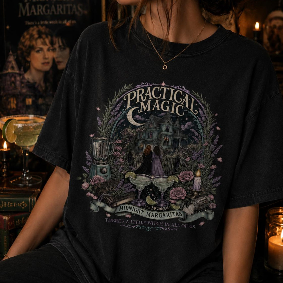 Midnight Margaritas Witchy Halloween Shirt Practical Magic Tee Comfort Colors 1717
