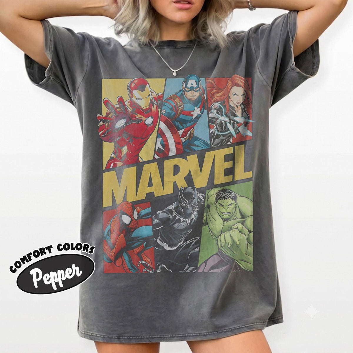 Comfort Colors Marvel Avengers Shirt Women, Disneyland Family Holiday Matching Disney Comic Book Superhero Graphic Tee, Fan Gift for Her Aesthetic
