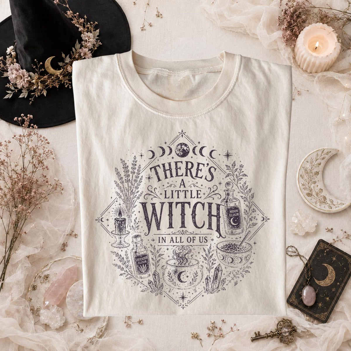 Comfort Colors Theres a Little Witch In All of Us Shirt Witchcore Halloween Tee