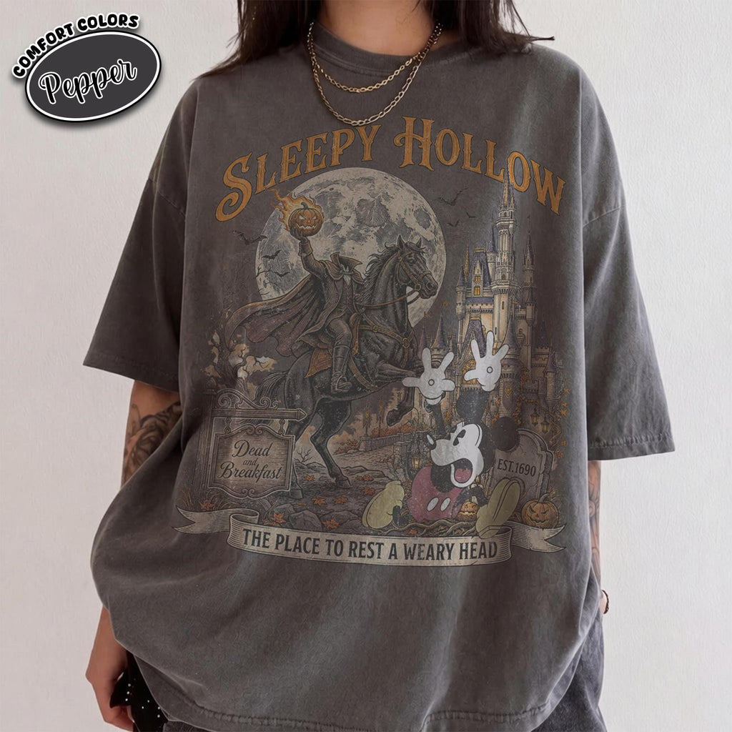 Comfort Colors Retro Headless Horseman Mickey Halloween Fall Shirt Women, Disney Not So Scary Party Disneyland Spooky 2026 Family Trip Graphic Tee, Gift for Her Aesthetic