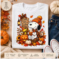 Comfort Colors Snoopy Fall Coffee Pumpkin Shirt Women, Cozy Autumn Charlie Brown Cartoon Dog Graphic Tee, Gift for Her Aesthetic