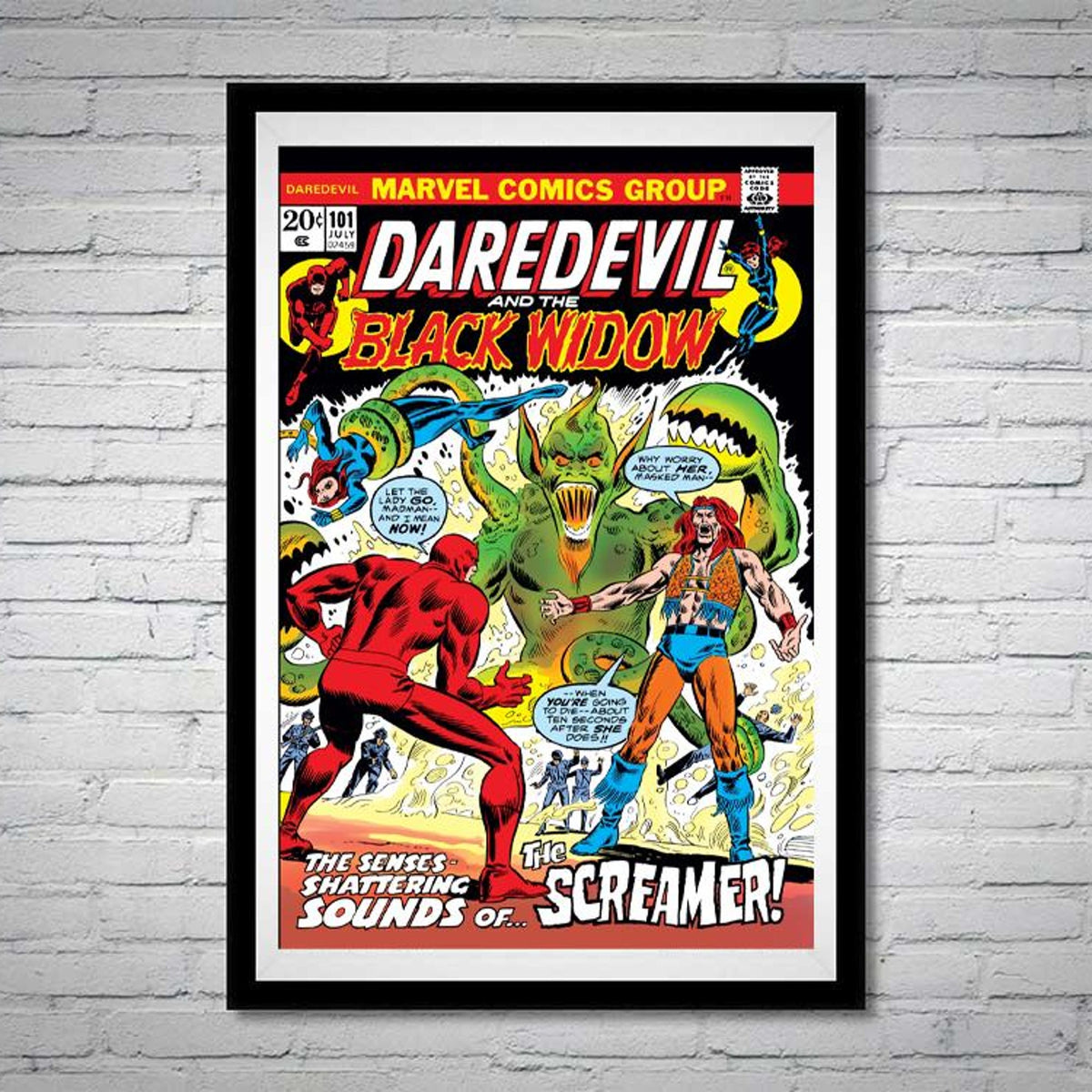 Daredevil and Black Widow Issue 101 The Screamer Comic Book - Poster | Canvas Wall Art Print