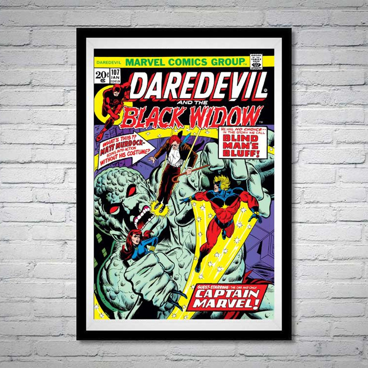 Daredevil and Black Widow Issue 107 Captain Marvel Comic Book - Poster | Canvas Wall Art Print
