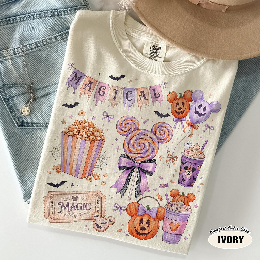 Comfort Colors Mickey Magical Halloween Pumpkin Snacks Fall Shirt Women, Spooky Season Disneyland Family Vacation 2026 Graphic Tee, Gift for Her Aesthetic