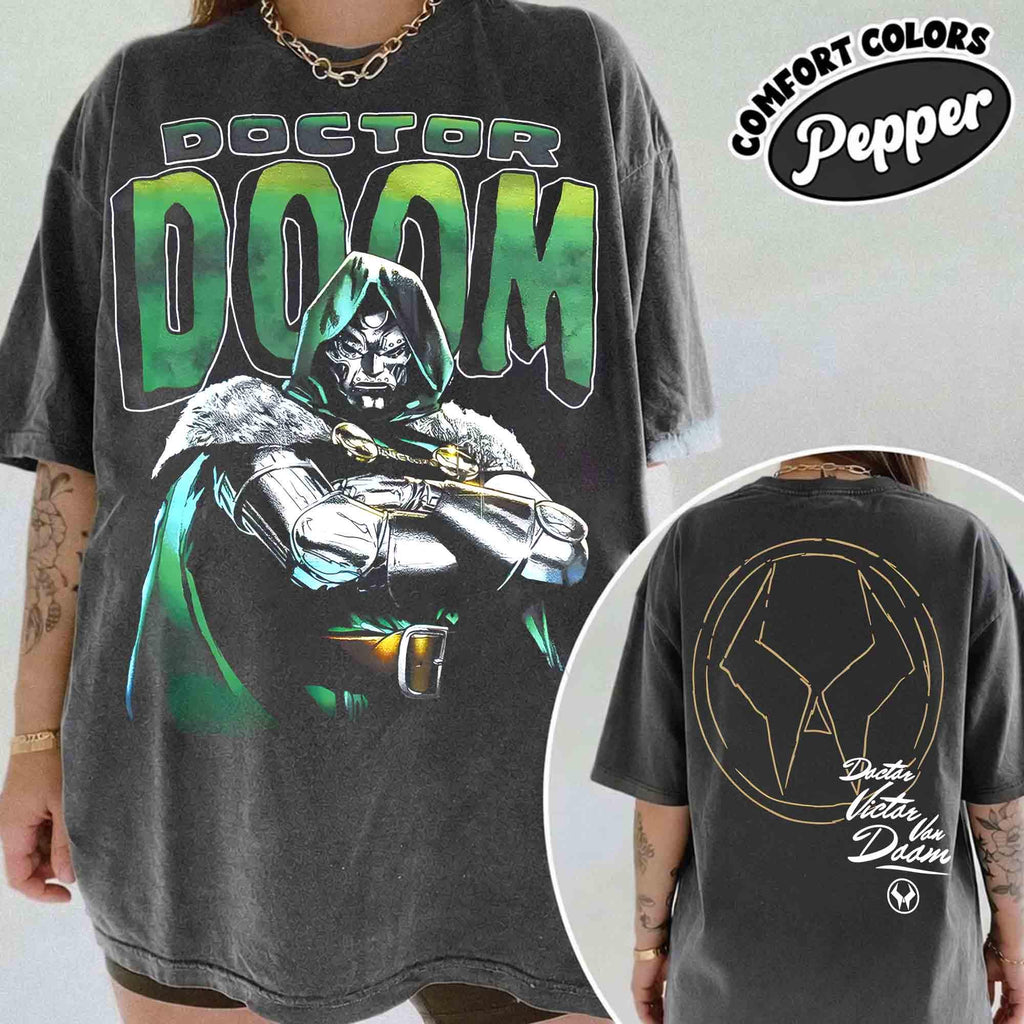 Comfort Colors Doctor Doom Multiverse Two-Sided Shirt Women, Retro Marvel Avengers Doomsday MCU Villain Graphic Tee, Fan Gift for Her Aesthetic