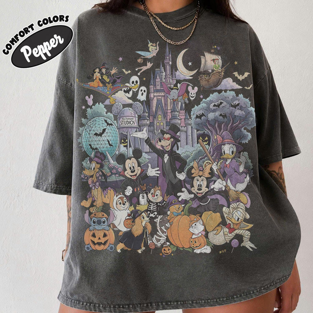 Vintage Magic Kingdom Walt Disney World Halloween Shirt Mickey Friends Characters Group Tee WDW Disneyland Vacation Family Trip 2026