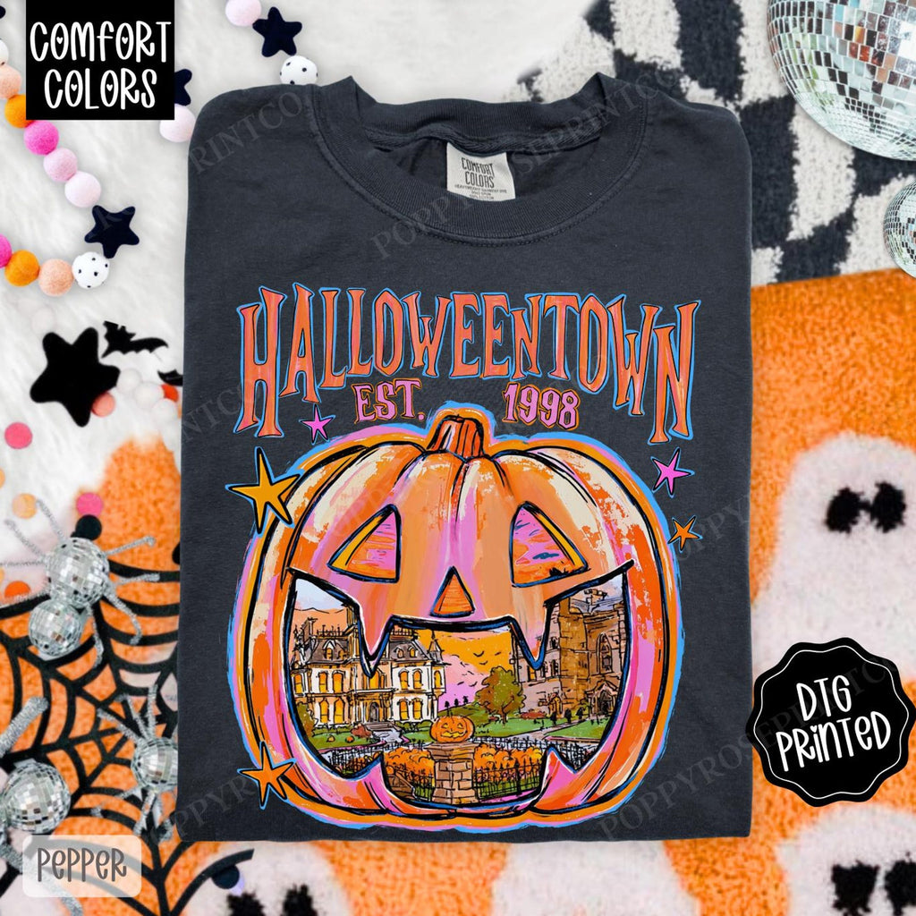 Comfort Colors Halloween Town Pumpkin Shirt Halloween Town University Tshirt Retro Spooky Season Graphic Tee Preppy Halloween Sweatshirt