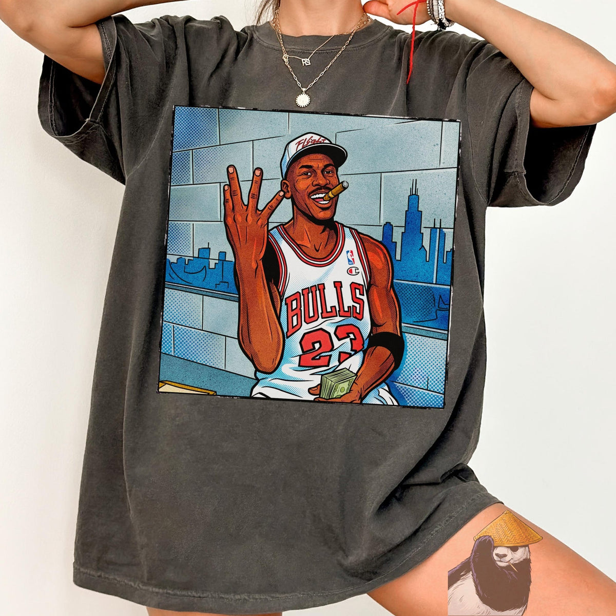 Comfort Colors Jordan 23 Cigar Money Shirt Women, Vintage Chicago Bulls Basketball Player Graphic Tee, Fan Gift for Her Aesthetic