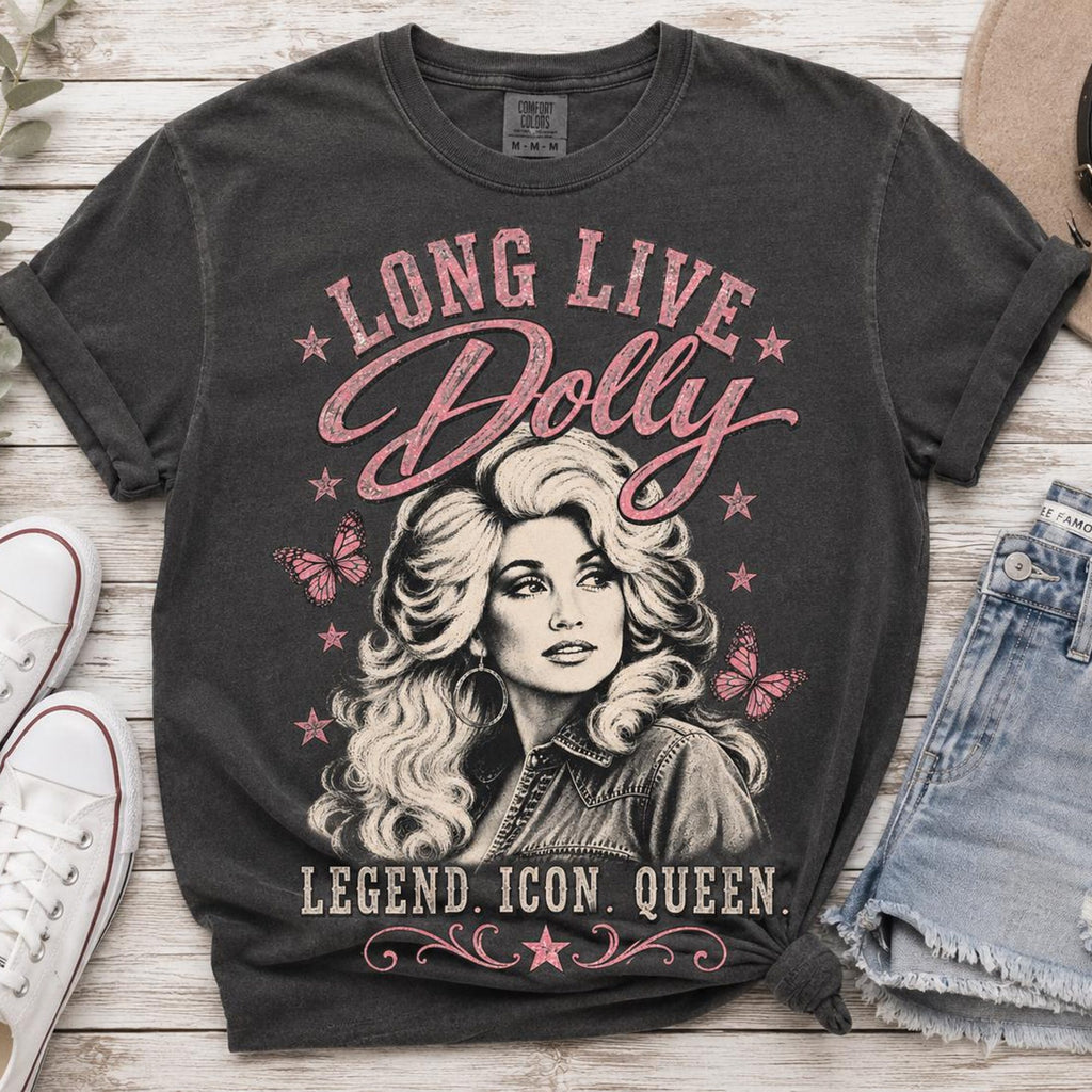 Comfort Colors Long Live Dolly Parton Shirt Women, Tribute Legend Icon Queen Memorial Country Music Graphic Tee, Fan Gift for Her Aesthetic