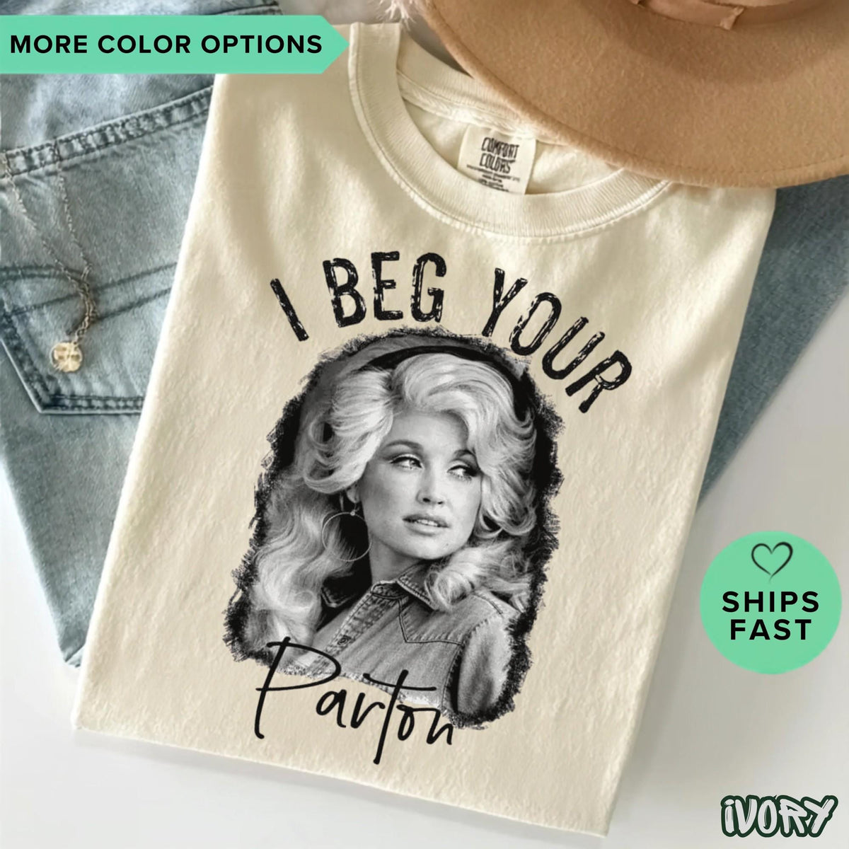Comfort Colors I Beg Your Parton Dolly Parton Shirt Women, Funny Retro Western Style Country Concert Graphic Tee, Fan Gift for Her Aesthetic