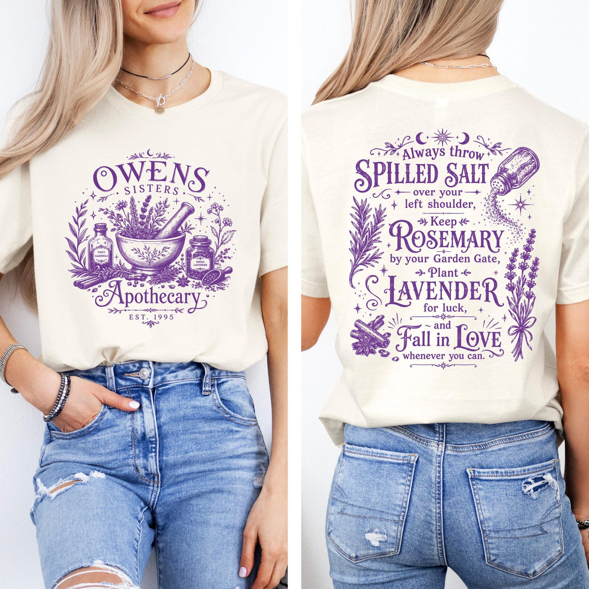Comfort Colors Practical Magic Apothecary Shirt Women, Owens Sisters Spilled Salt Over Shoulder Witchy Halloween Graphic Tee, Gift for Her Aesthetic