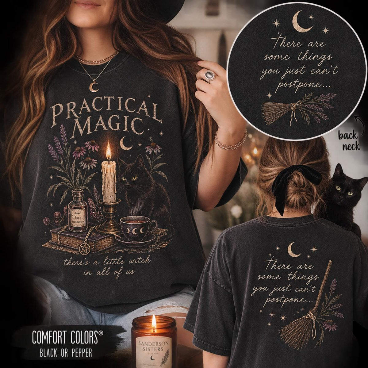 Comfort Colors Practical Magic Inspired Fall Halloween Shirt Women, Owens Sisters Witchy Graphic Tee, Spooky Season Gift for Her Aesthetic